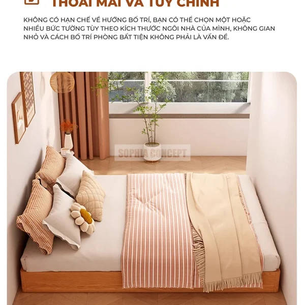 GIƯỜNG BỆT GỖ CHẤT LIỆU BỀN ĐẸP TỐI GIẢN - DORAHOME - Hình ảnh 2