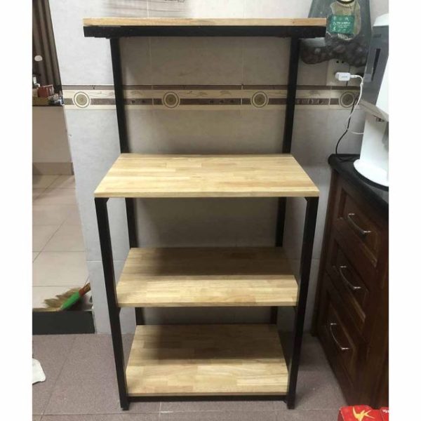 KỆ VI SÓNG BẰNG GỖ CAO SU TỰ NHIÊN CAO CẤP - DORAHOME - Hình ảnh 5